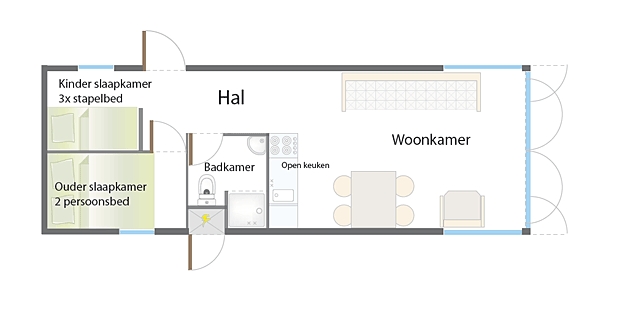 Plattegrond strandbungalow