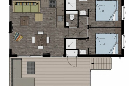 Plattegrond strandhuis 4 personen