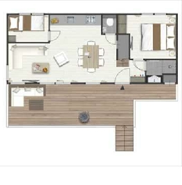  Seaside 4 personen (plattegrond strandhuisje Roompot)