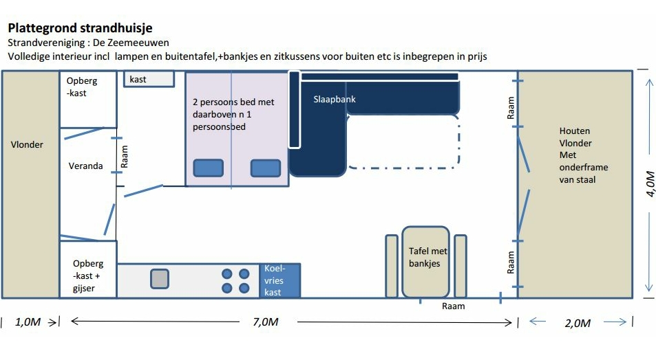 Plattegrond strandhuisje IJmuiden